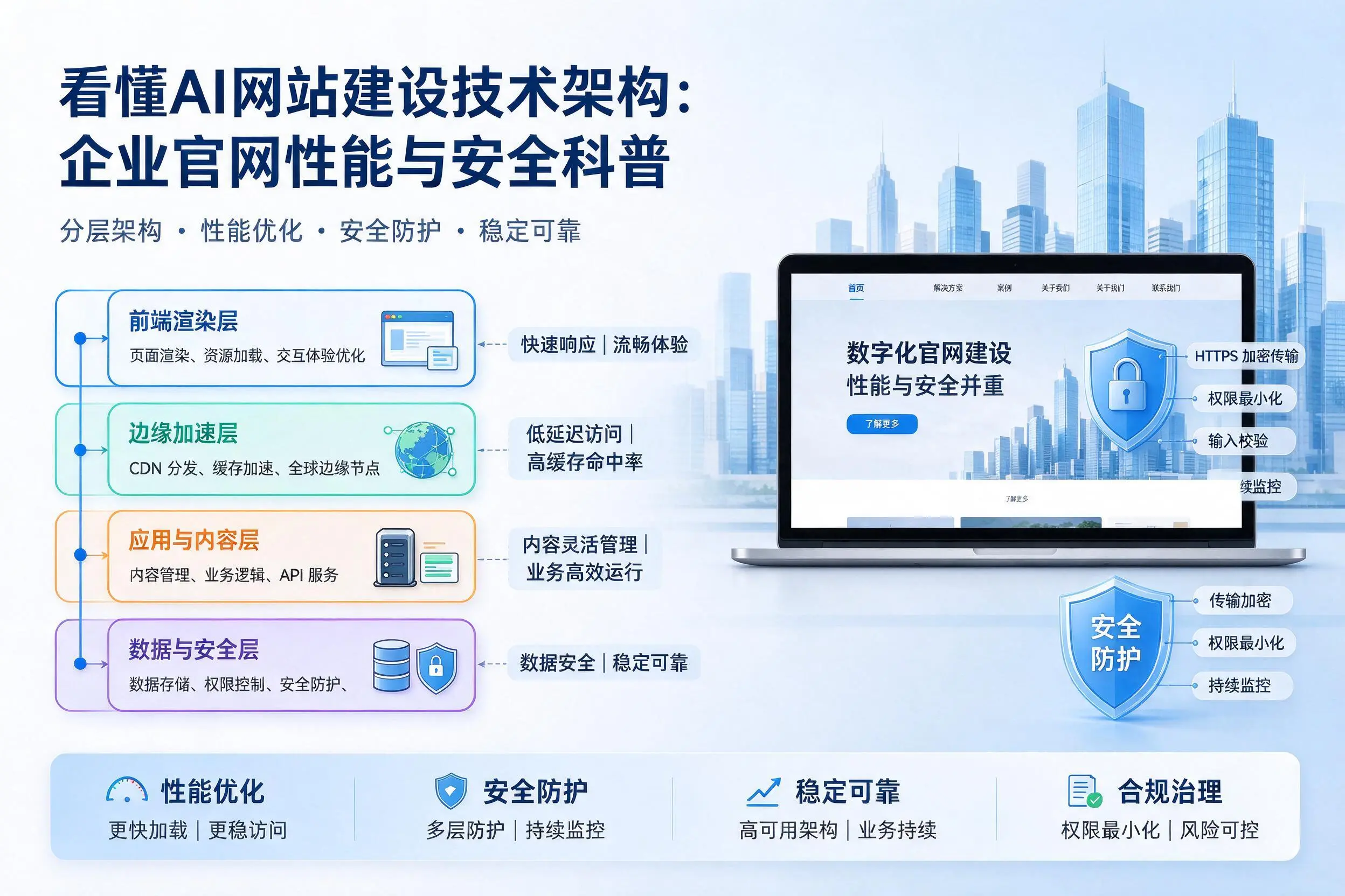 看懂AI网站建设技术架构：神农架企业官网性能与安全科普