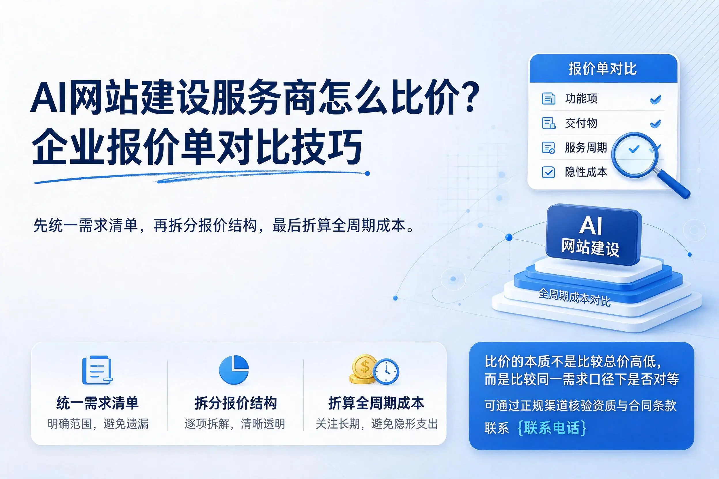 AI网站建设服务商怎么比价？神农架企业报价单对比技巧