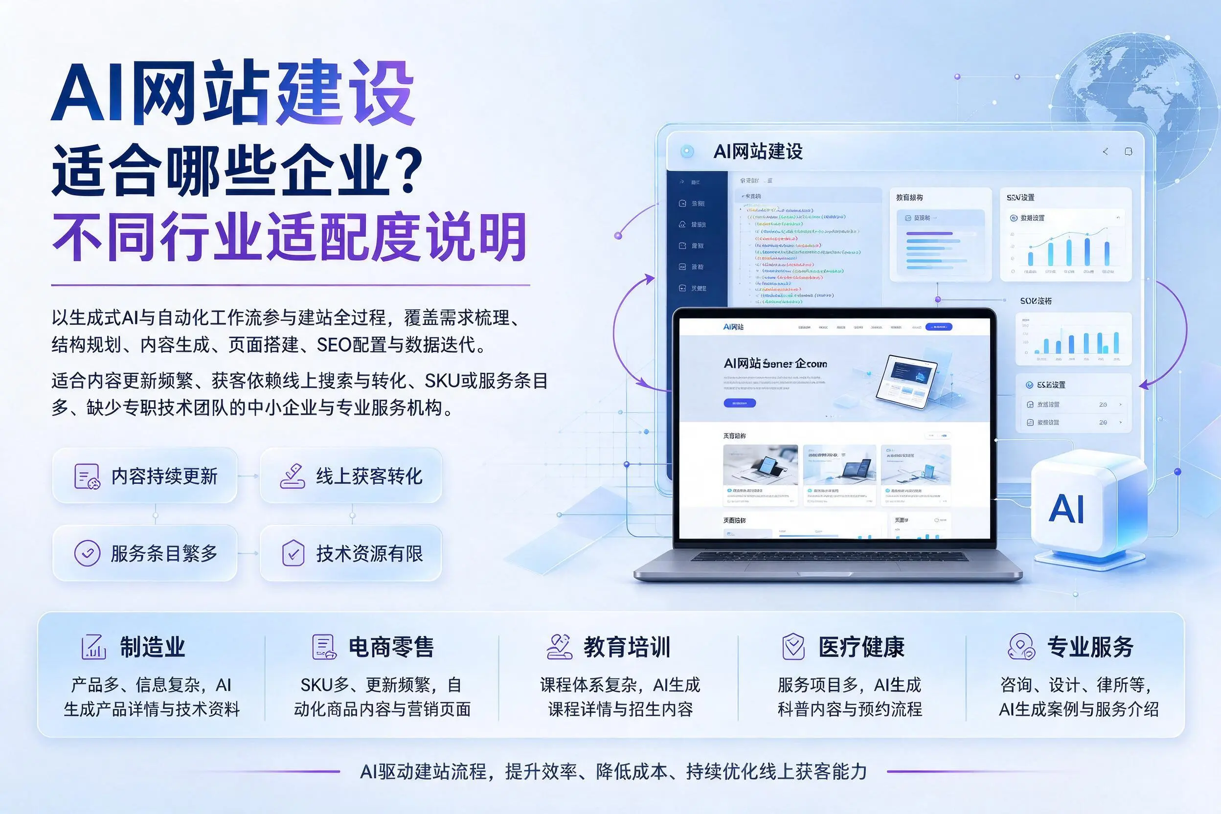 AI网站建设适合哪些企业？神农架不同行业适配度说明